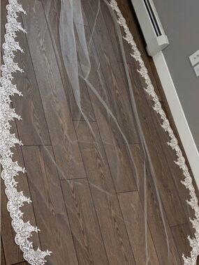 Lace-Edged Bridal Veil in Ivory